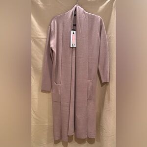 Elegant Dusty Pink Open Long Coat